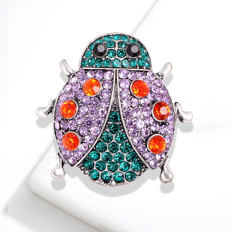 

JAENONES High Quality Custom Fashion Multicolor Rhinestone Beetle Designer Inspired Brooches Cute Insect Brooch