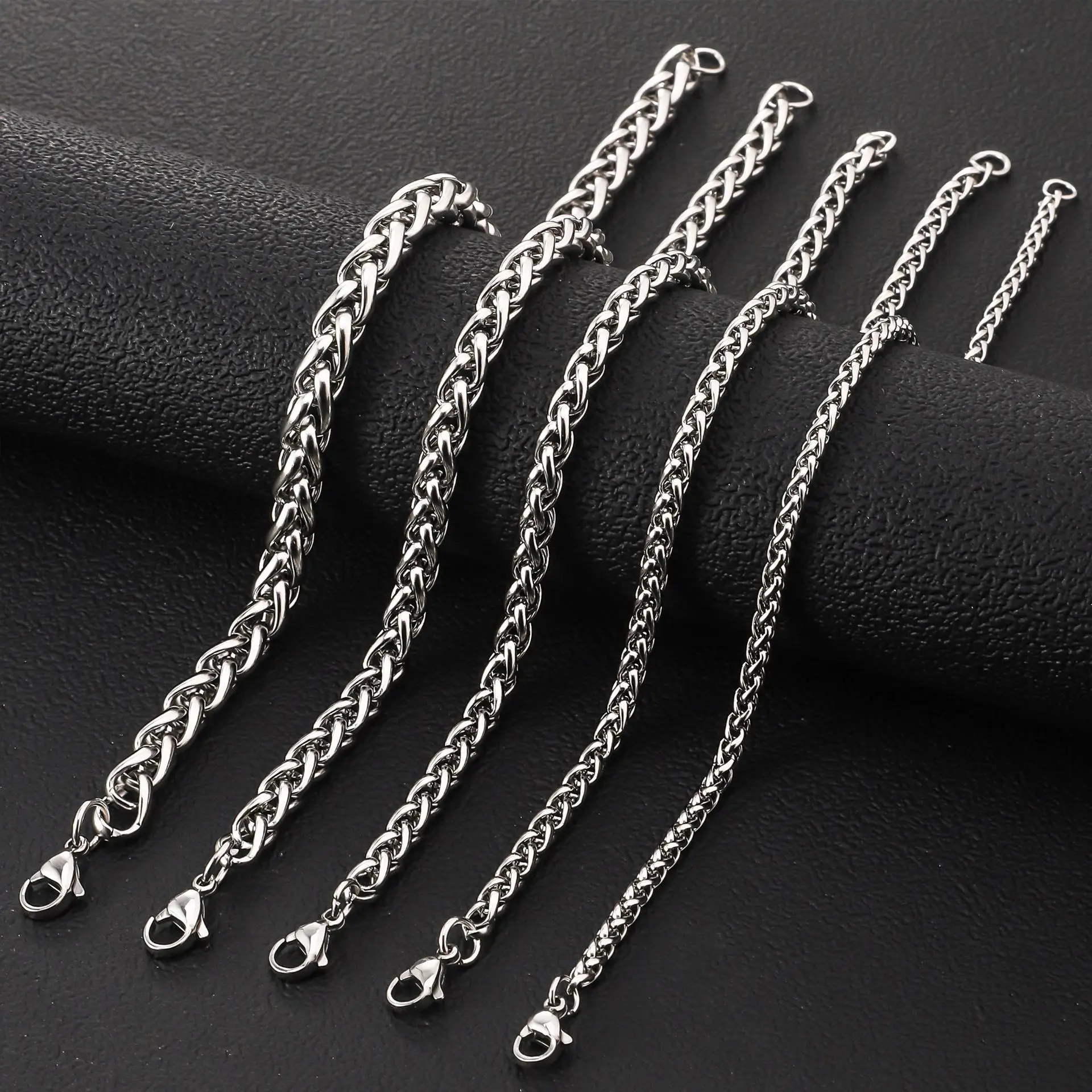 Wholesale Stainless Steel Jewelry 18K Gold Plated Hombre Brazaletes Pulsera Cadena Titanium Flower Basket Wheat Chain Bracelet