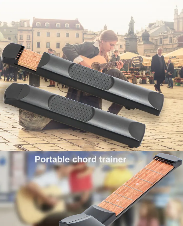 4 Fret 6 Strings Practice Pocket Guitar Travel Portable Chord Assistant