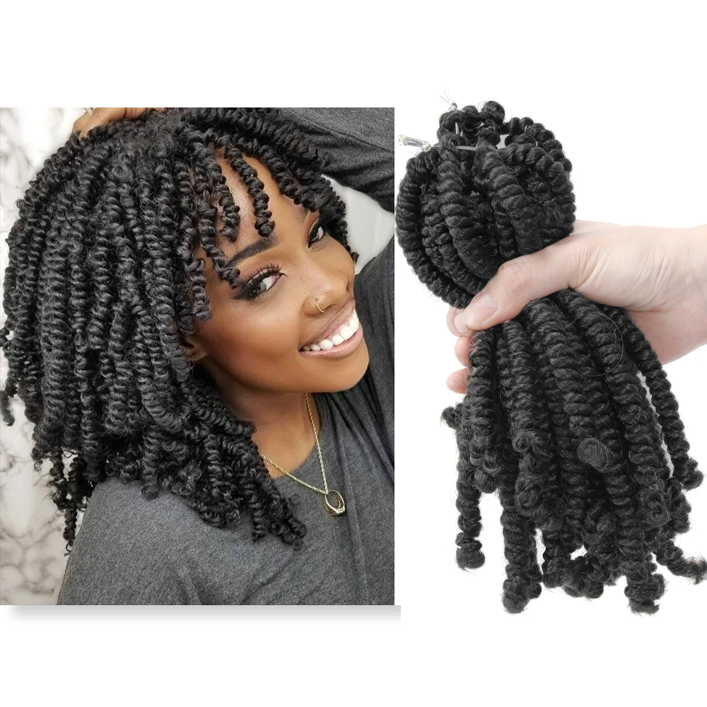 

Spring Twist Crochet Braid hair 20Roots Black Color Passion Twist Synthetic Braiding Hair Extensions