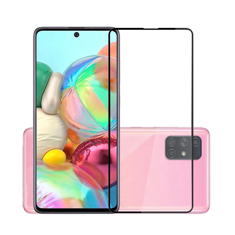 

Anti-fingerprint Premium 2.5D Silk Printing Full Cover Tempered Glass Film Screen Protector For Samsung galaxy A71, Transparent