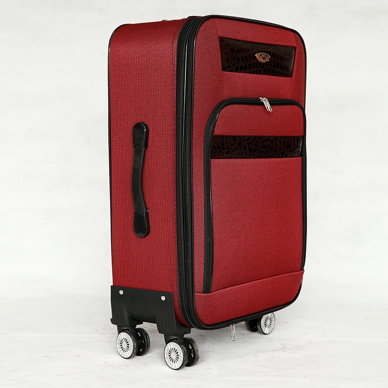 
Custom waterproof nylon red 4 wheels zipper travel suitcase luggage set 