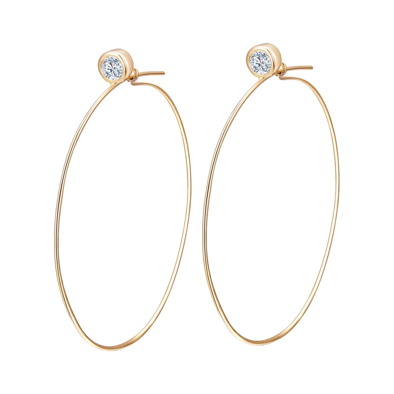 

Messi Jewelry 14k yellow gold DEF color moissanite hoop earrings