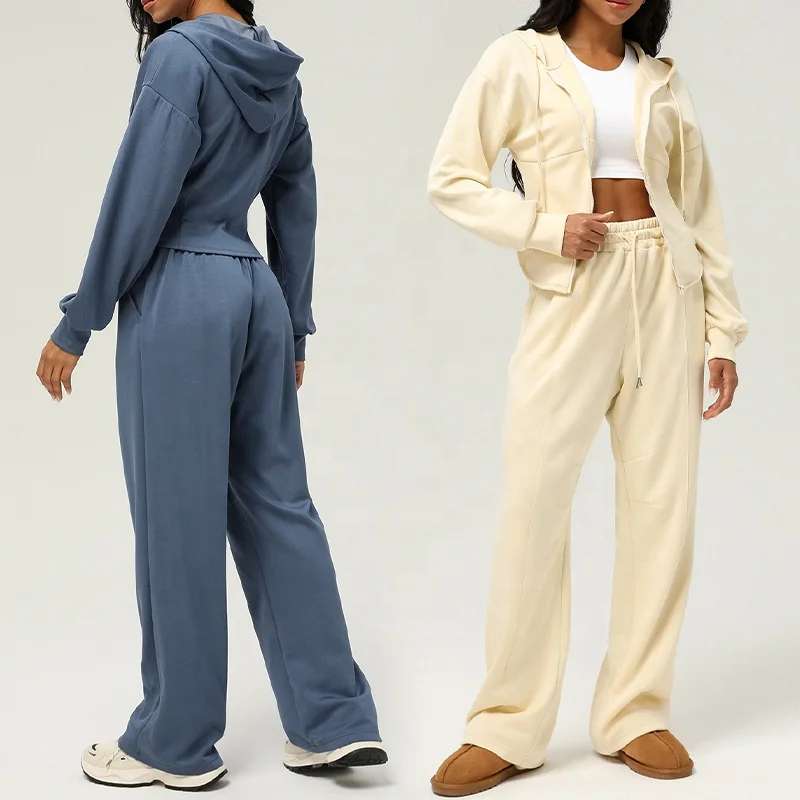 YIYI Womens Sweatsuits 2 Piece Set Fleece Long Sleeve Zip up Loose Hoodie Sweatpants Winter Fall Workout Outfits Jogger Sets