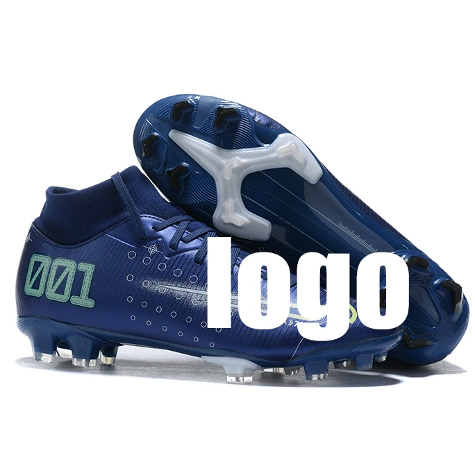 

Mercurial Superfly VII Knitted breathable fashion high top football shoes football boots, Blue