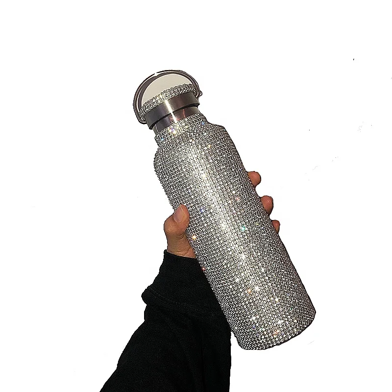 

Best sale ins cups New Bling Bling Rhinestone Portable Drink Glass Bottles 750ML Stainless Steel Water Bottle