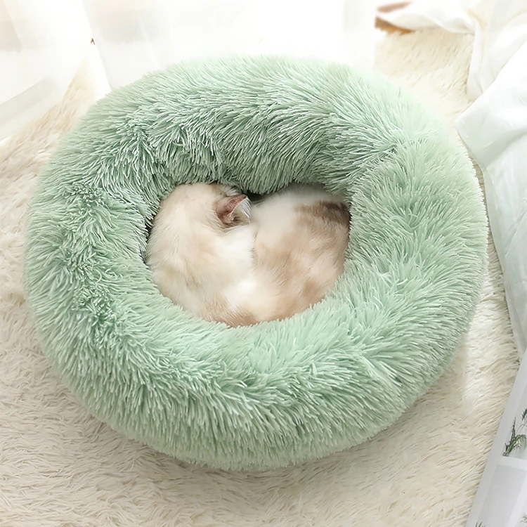 

Dog Calming Bed Donut Cuddler Round Dog Bed Ultra Soft Washable Dog and Cat Cushion Bed (XS(15.8" x 15.8") Black), Customized color