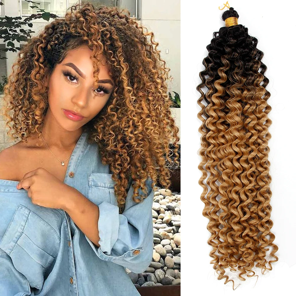 

Synthetic Water Wave Hair Bulk Afro kinky Curly Crochet Hair 14Inch 24Strands Braids Ombre Braiding Hair Extensions