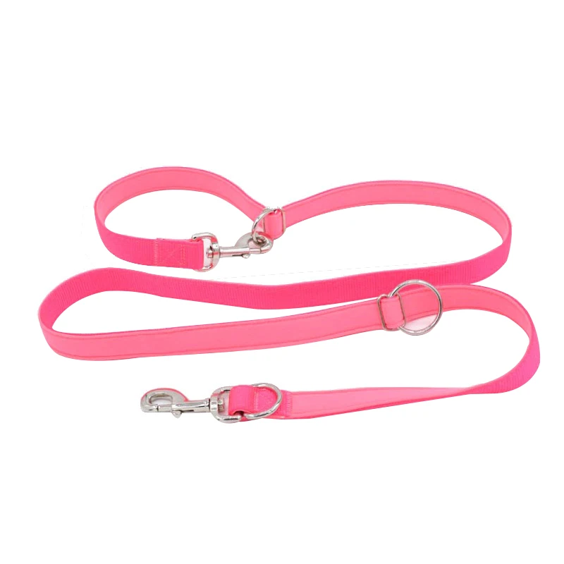 

wholesale Hands Free Multifunctional Training Dog Leash nylon Braid Waterproof Leash for two dogs pet leash, Blue, black, orange, pink, purple, red