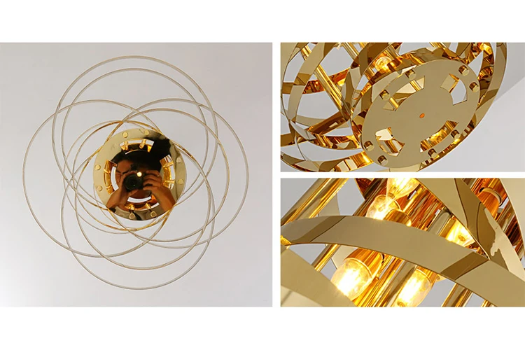 Post Simple Luxury Chandelier  Shiny Gold Metal Light Chandelier modern pendant light led for Villa Hotel Living room
