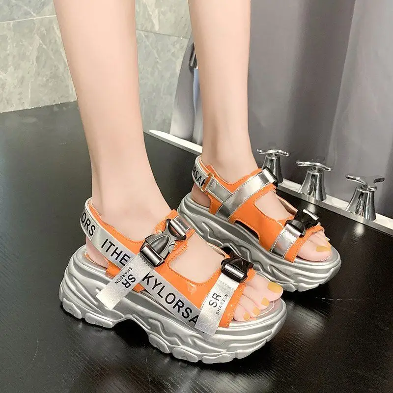 

Summer Platform Sandals Women Wedge High Heels student Shoes Women Buckle Leather Canvas Zapatos Mujer Wedges Woman Jelly Sandal
