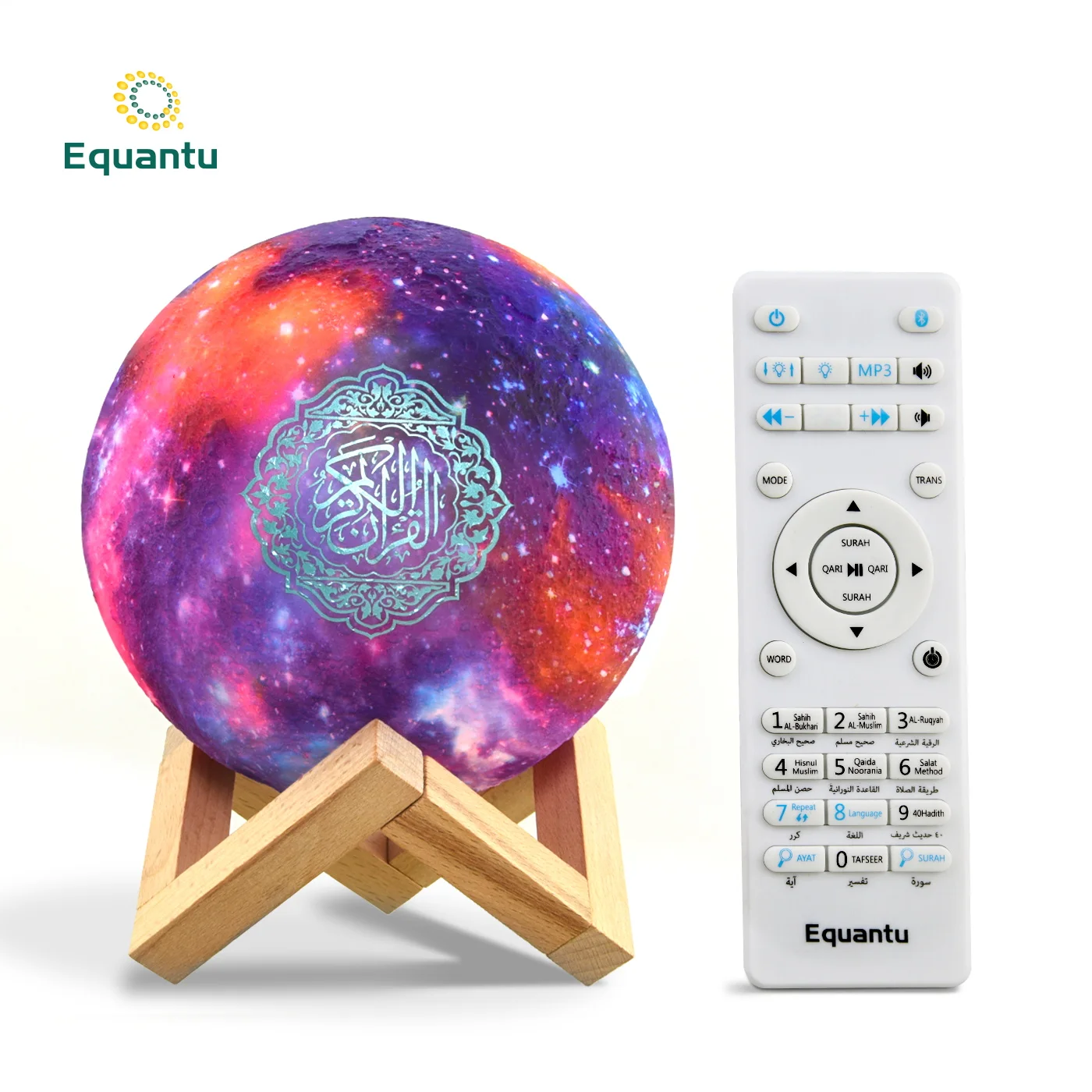 

Equantu Muslim gift qb512 color touch light Bluetooth MP3 led starry moon lamp Quran speaker Muslim app control Quran player