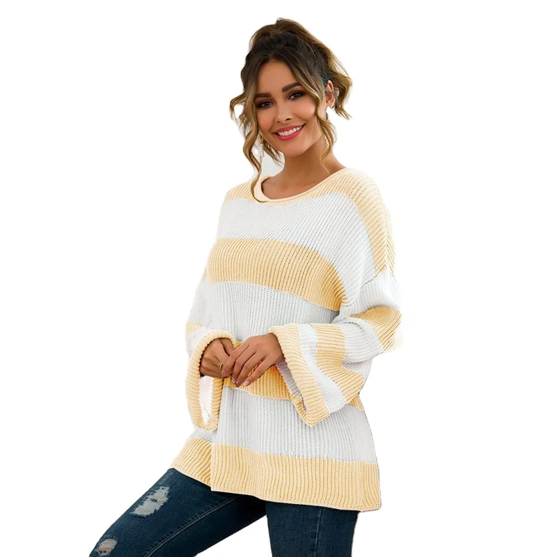 

High Quality New Personalized Wholesale Women Colorful Striped Sweater