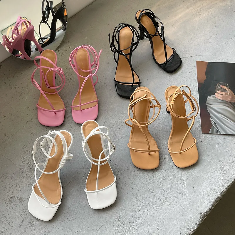 

Sandalia De Verano Middle High New Arrivals Thong Sandals Woman Sandals Open Toe Shoes 2021 Women High Heels, Pink, tan, white, black