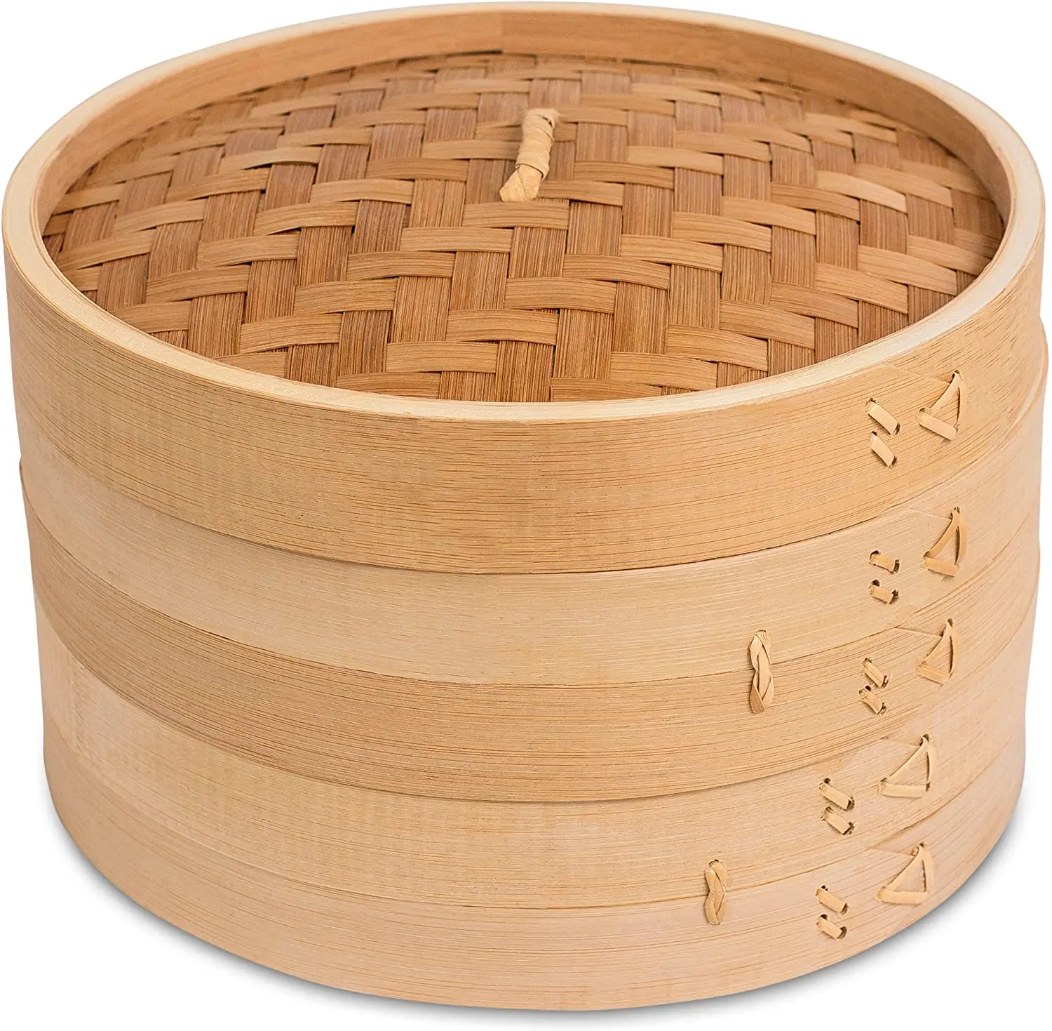 

Bamboo 10-inch food container Steamer Basket Set with Lid, Healthy Cooking for Vegetables, Natural bamboo color