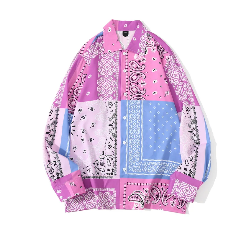 

2021 new spring retro paisley loose bandana print jacket ladies' blouses & tops