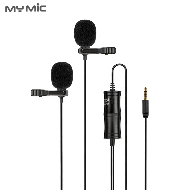 

MY MIC ATN6 Professional condenser dual head mini lapel mic clip lavalier Microphone for smartphone camera laptop PC