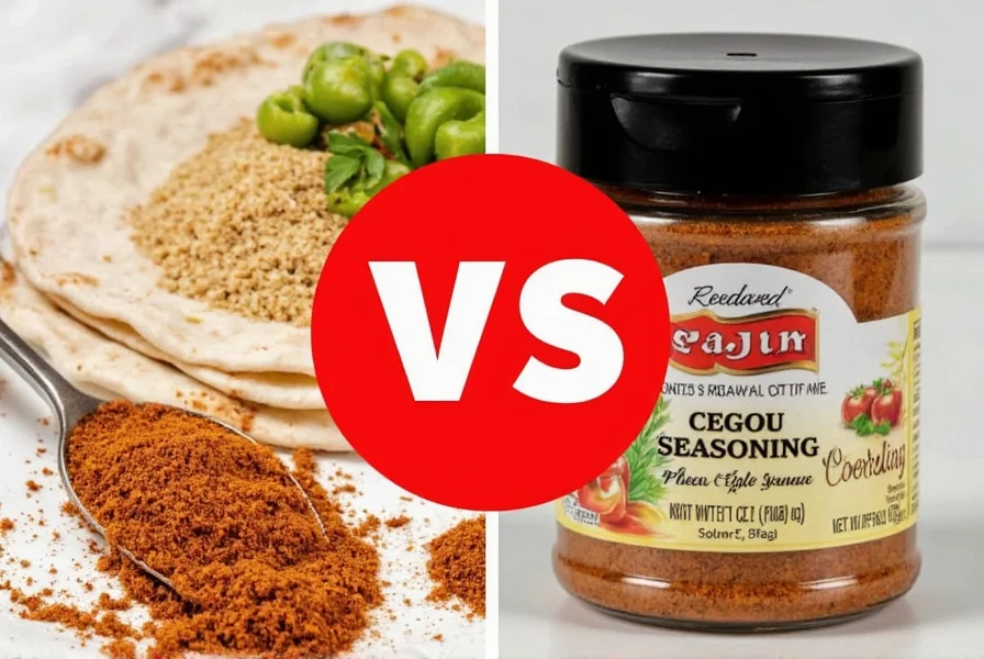Spice jars labeled Cajun and Creole seasoning