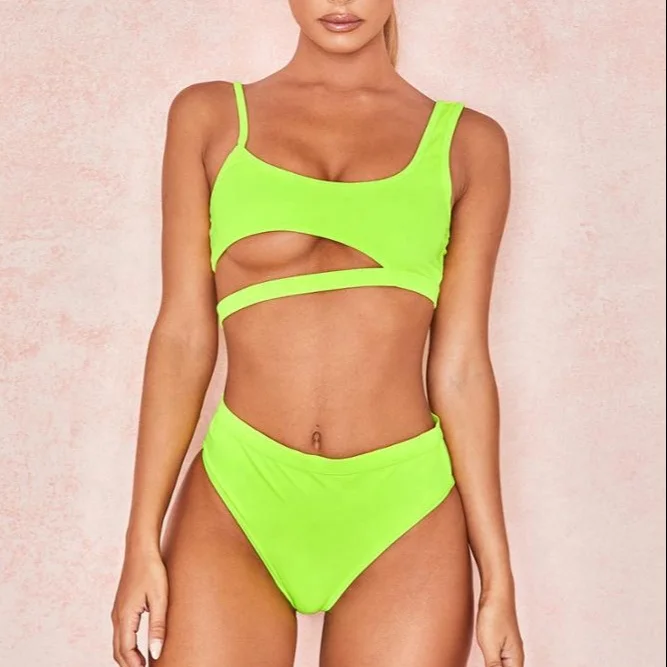 

2021 Pure Color Bikini Women's Swimsuit AliExpress Sexy Swimsuit