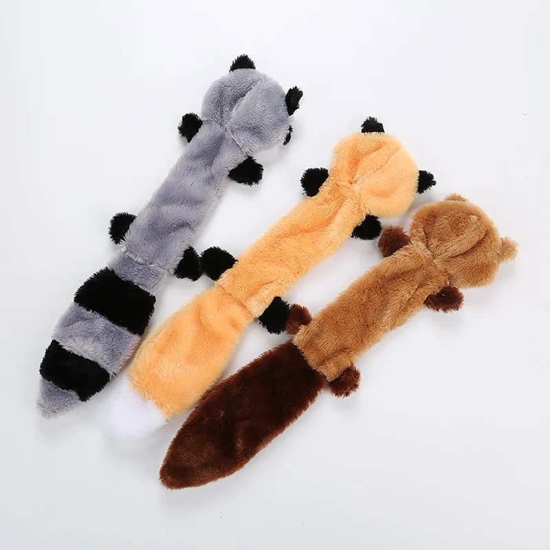 

Multicolor Squirrel Raccoon Shape Plush Squeaky Bite Resistant Pet Dog Toy, Brown yellow gray