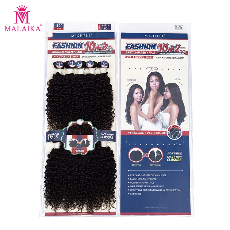 

MALAIKA 2019 Best Selling Straight wave remy human Hair Weave 10pcs closure, 1#