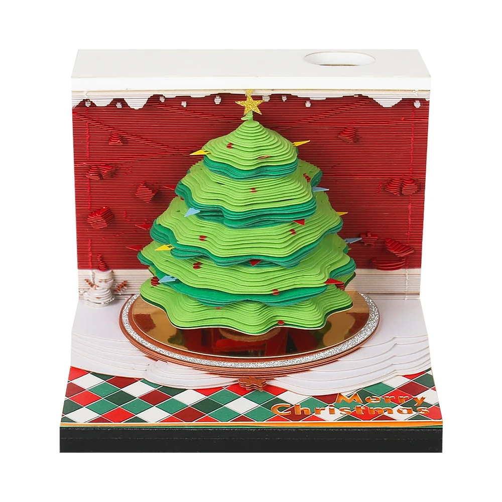 

Ready To Ship Notepad Cube Diy Paper Craft Christmas Tree Gift Set Magic Notes Custom 3D Memo Pad For Dropshipping