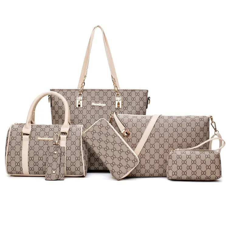 

2021 new fashion trend large capacity mother and child bag six piece set single shoulder diagonal straddle handbag women's bag
