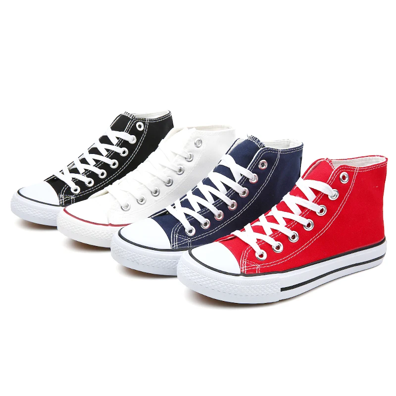 

High Neck Black Navy Red White Men Rubber Casual Canvas Shoes, Custom colors