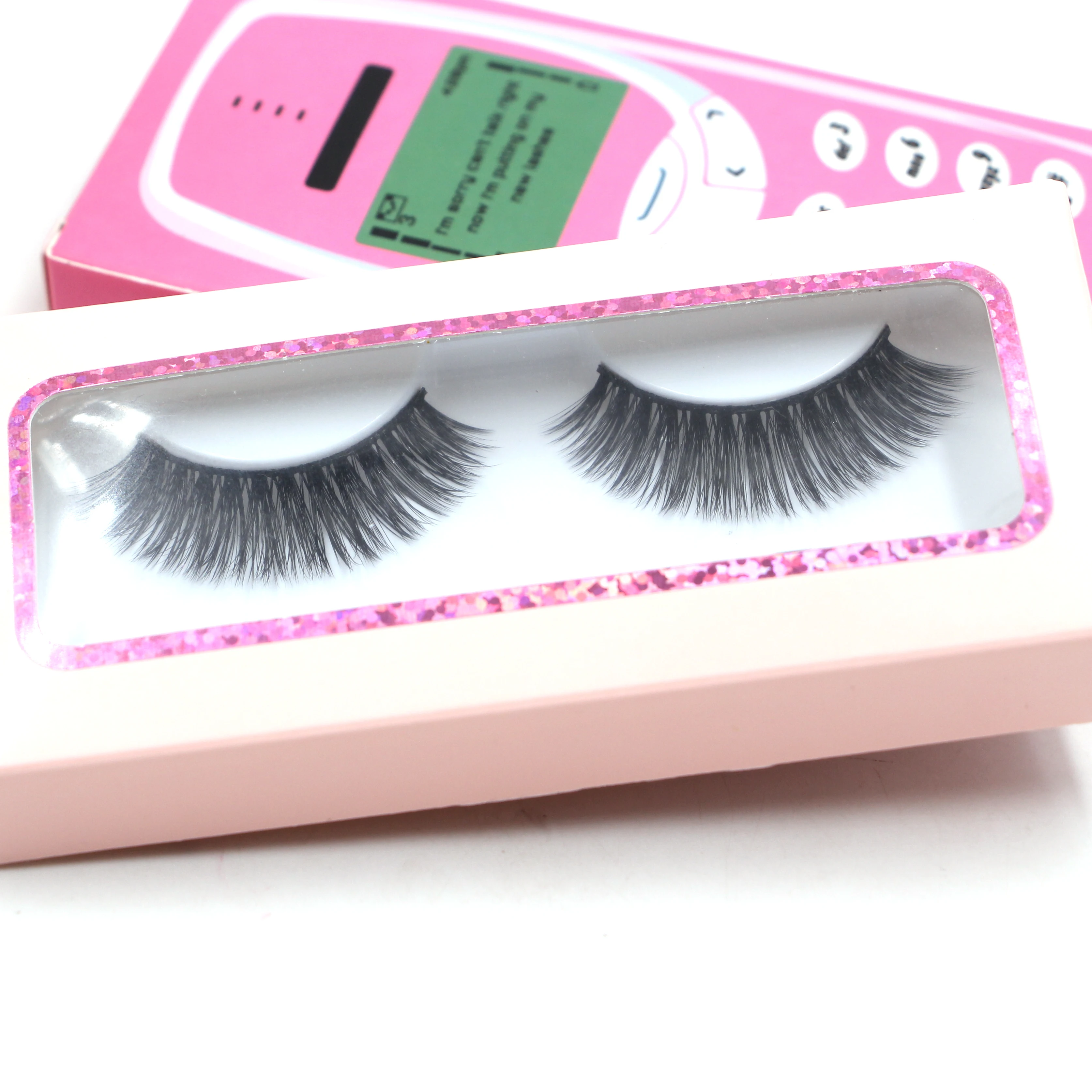 

Eyelash Packaging Box Cell Phone OEM Curly 3d Mink Eyelashes