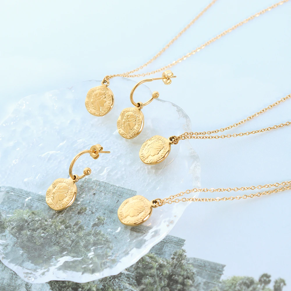 

China Factory Supplied Top Quality Wholesale Earrings Necklace Jewelry Set, Gold color