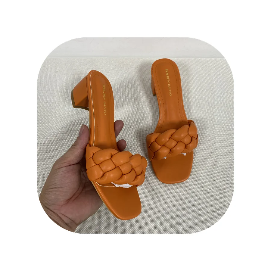 

2021 wholesale casual high quality women's sandals wedge fashion sandals pretty ladies shoe PU woven slippers, As picture