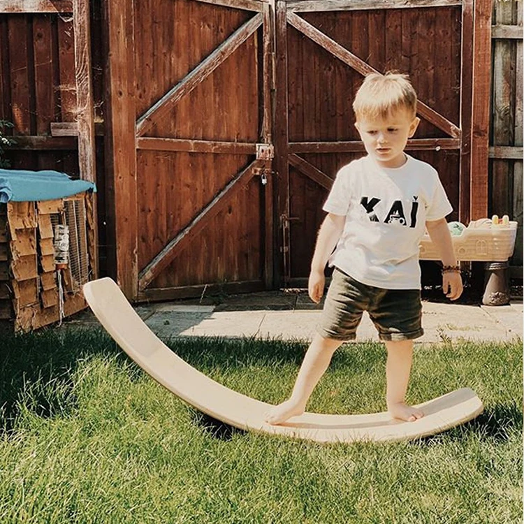 

XIHA High Quality Wooden For Kids Wooden Spin Toy Waldorf Balance Board Yoga Curvy Board Wooden Slides, Natural wood or colored