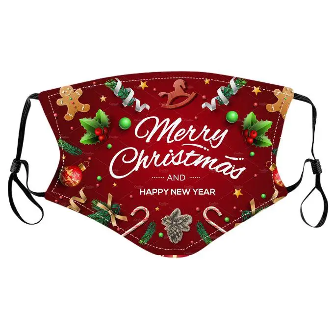 Christmas Facemask With Adjustable Ear Loops For Women Men Adult Soft Fabric Breathable Washable Reusable Face Masks