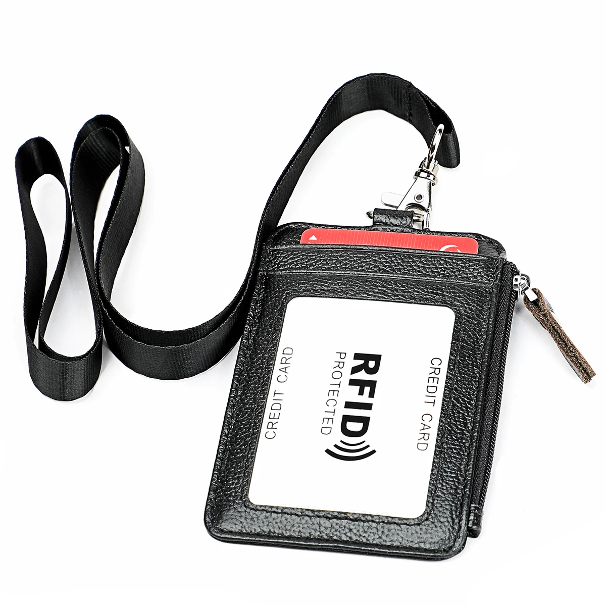 

Custom Genuine Leather Name Neck Id Card Holder With Lanyard