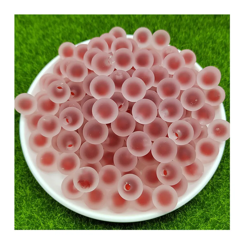 

16mm Round Frosting Acrylic Beads Half Hole Frog Spawn Beads For Girl Hair Ties Hair Bands DIY Frogspawn Slime Filler