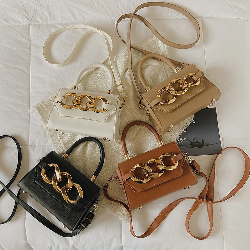 

Ladies Thick Chains Handbags Luxury Fashion Solid Color Shoulder Messenger Purses Casual Bags for Women