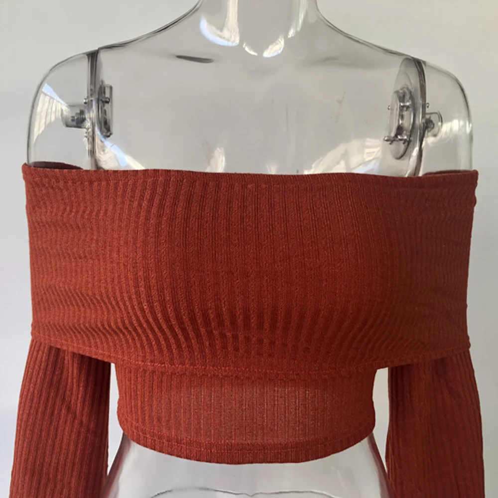 
8334 Custom Women sweater turtleneck women collarless sweaters girl knitted cotton pullover sweater crop top 