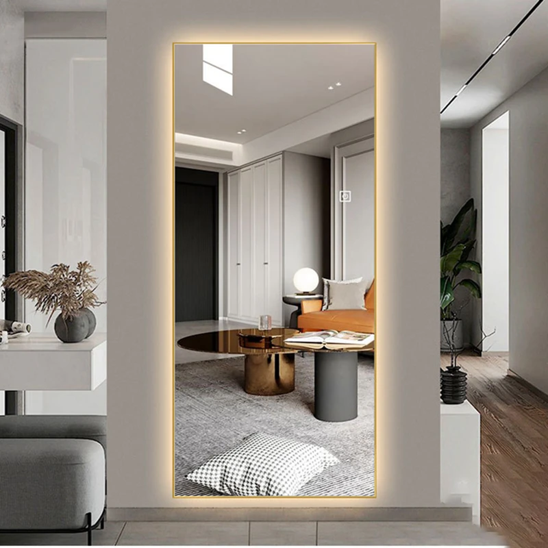 

Aluminum Frame Wall Mirror Soft Lighting Home Vanity Mirror Auto Dimming Led Light Full Length Mirrors Best Selling Large Size