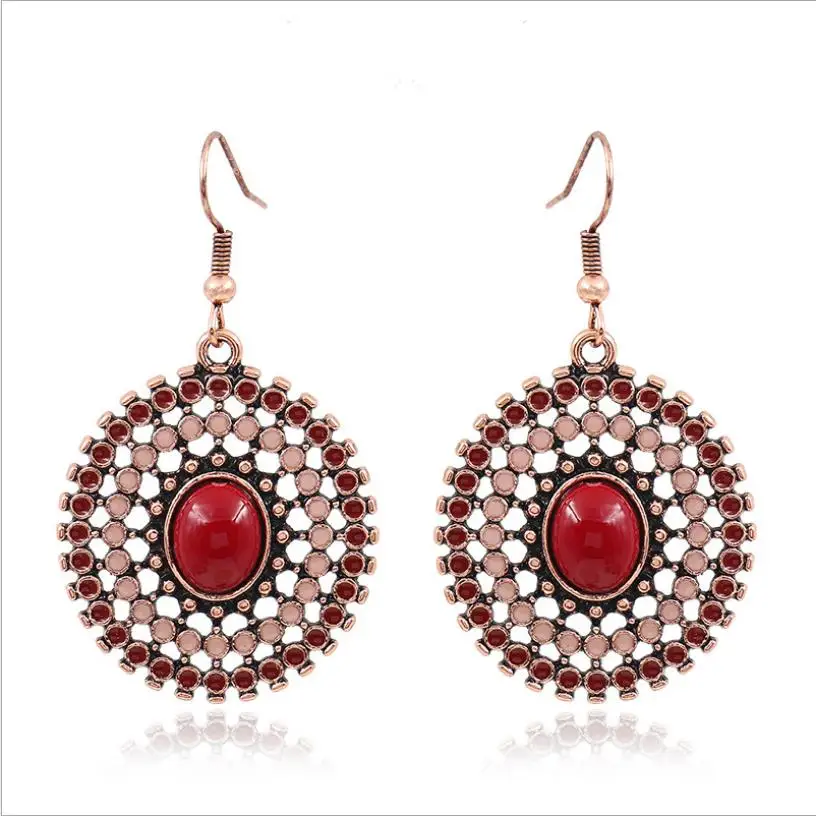 

2021 Fashion Retro Bohemian Earrings Hollowed Out Oil Drop Jewelry