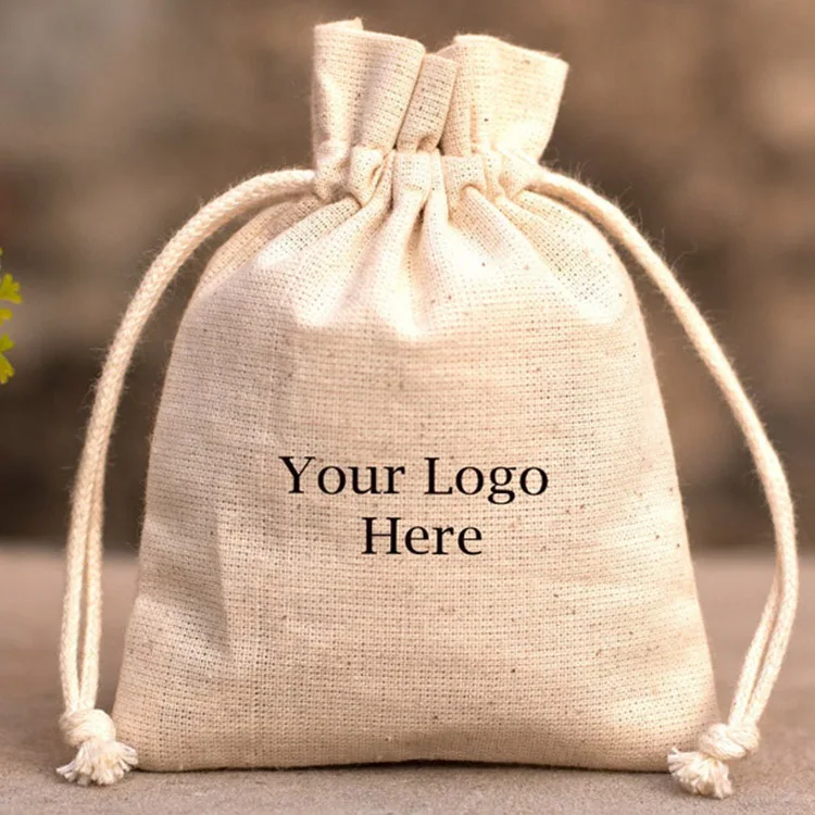 

Hot Sale White Canvas Satin Drawstring Bag Custom Logo, Customized color