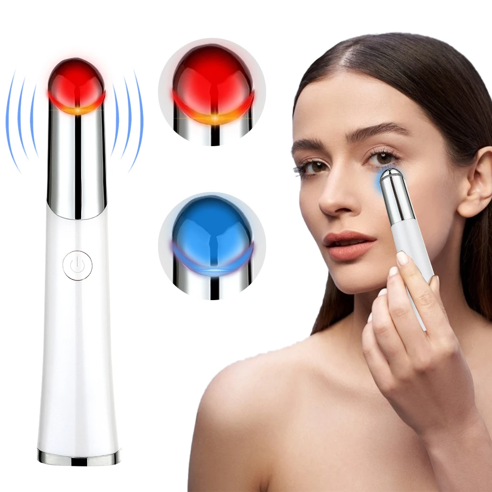 

Hailicare Relieve Eye Fatigue Skin Rejuvenation High Frequency Vibration Facial Instrument Eye Massager With Heat, White(as picture shown)