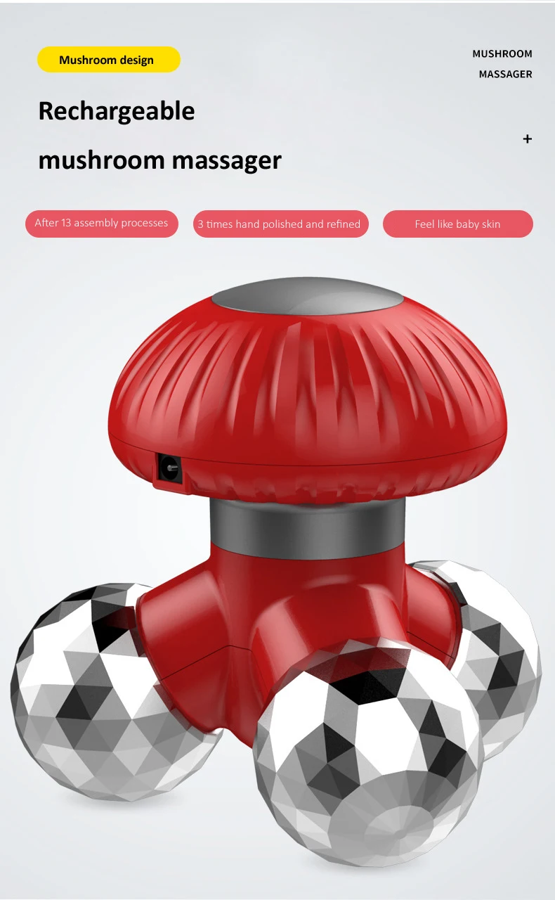 Mushroom Shape Wireless Hand Held Massager Battery Operated Full Body Mini Portable Vibration