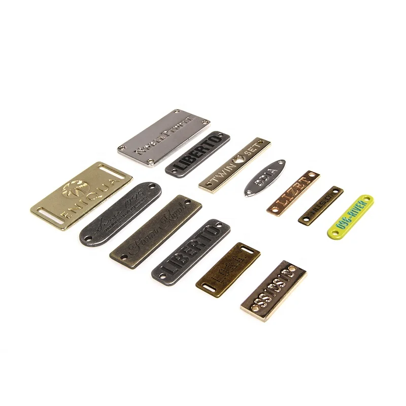 

Sewing style metal hardware name brand tags with diamond for bags, Hang plating rose gold with diamond/acrylic/rhinestone