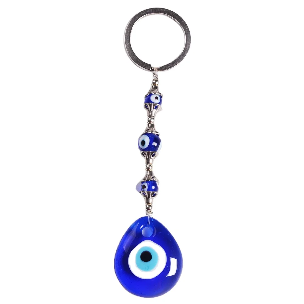 

Hot Sale Nazar Blue Water drop Glass Evil Eye Pendant Hanger Key chain Lucky Gifts For Friends