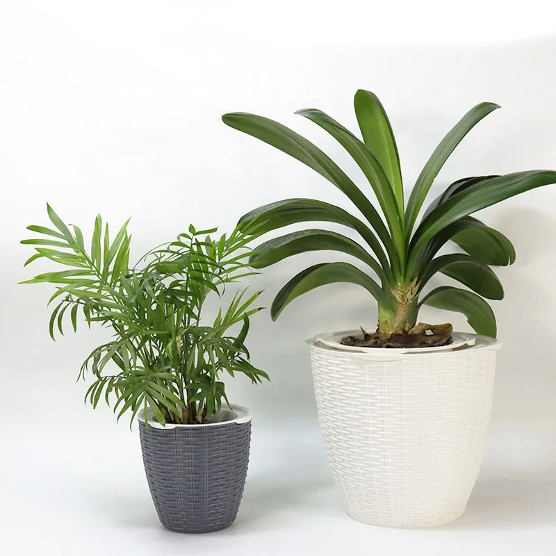 

Aisimi Imitate Weave Rattan Design Plastic Planter, Customized color