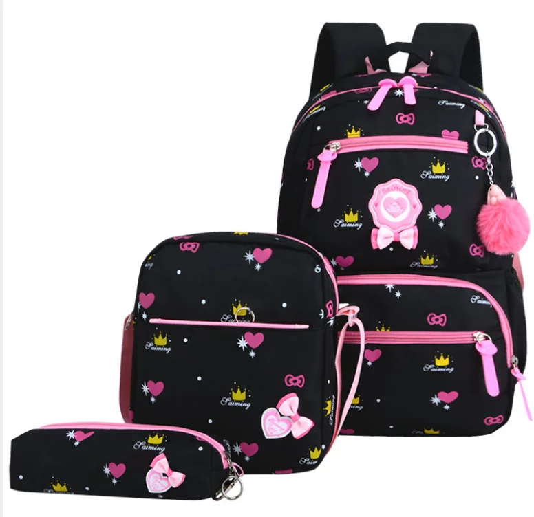 

New product ideas 2020 4 in 1 girl kids school bag set, Pink ,dark blue ,purple ,black