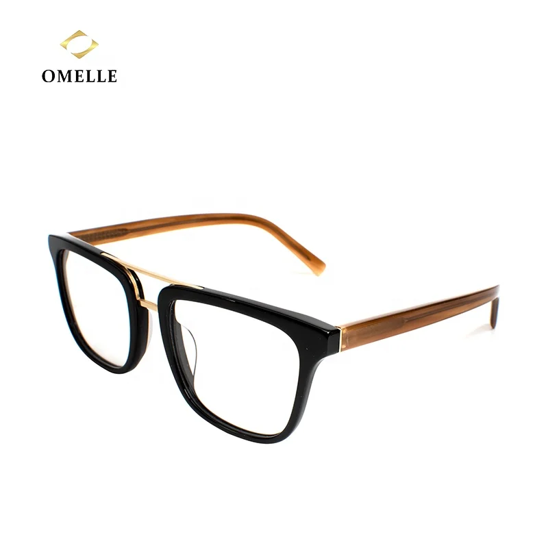 

Wholesale Double Bridge Spectacle Acetate Optical Glasses Frames Reading Sports Eyewear Men