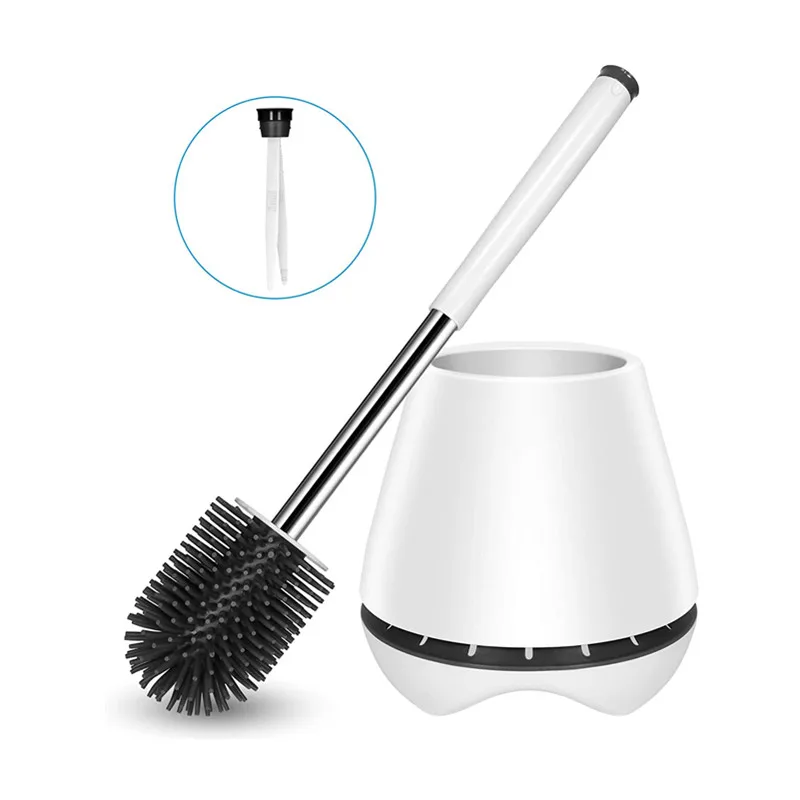 

Toilet Bowl Brush Toilet Brush and Holder Set with Silicone Bristles Bathroom Cleaning Bowl Brush Kit with Tweezers Sturdy Clean