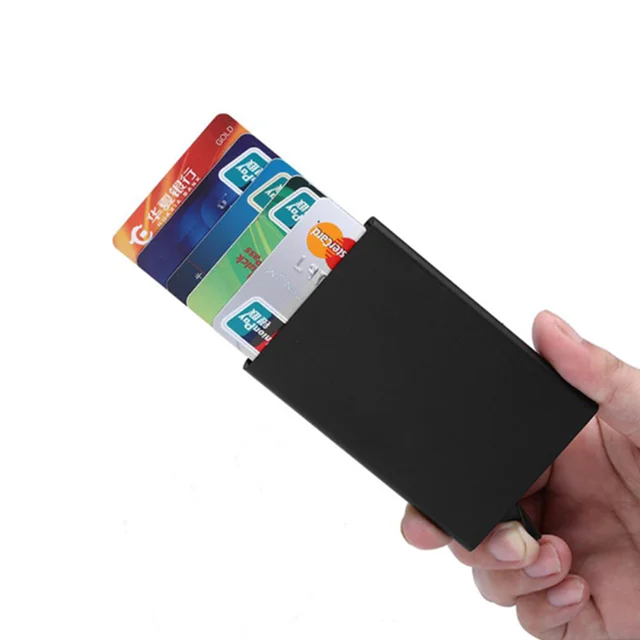 

Hot selling pop up wallet Slim Minimalist Credit Card Holder for Men Rfid Blocking Mini Metal Card Case, As per picture, customized color