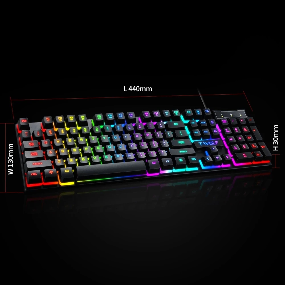 

Computer Colorful Backlit Office Character Luminous Single Keyboard gamer, Black